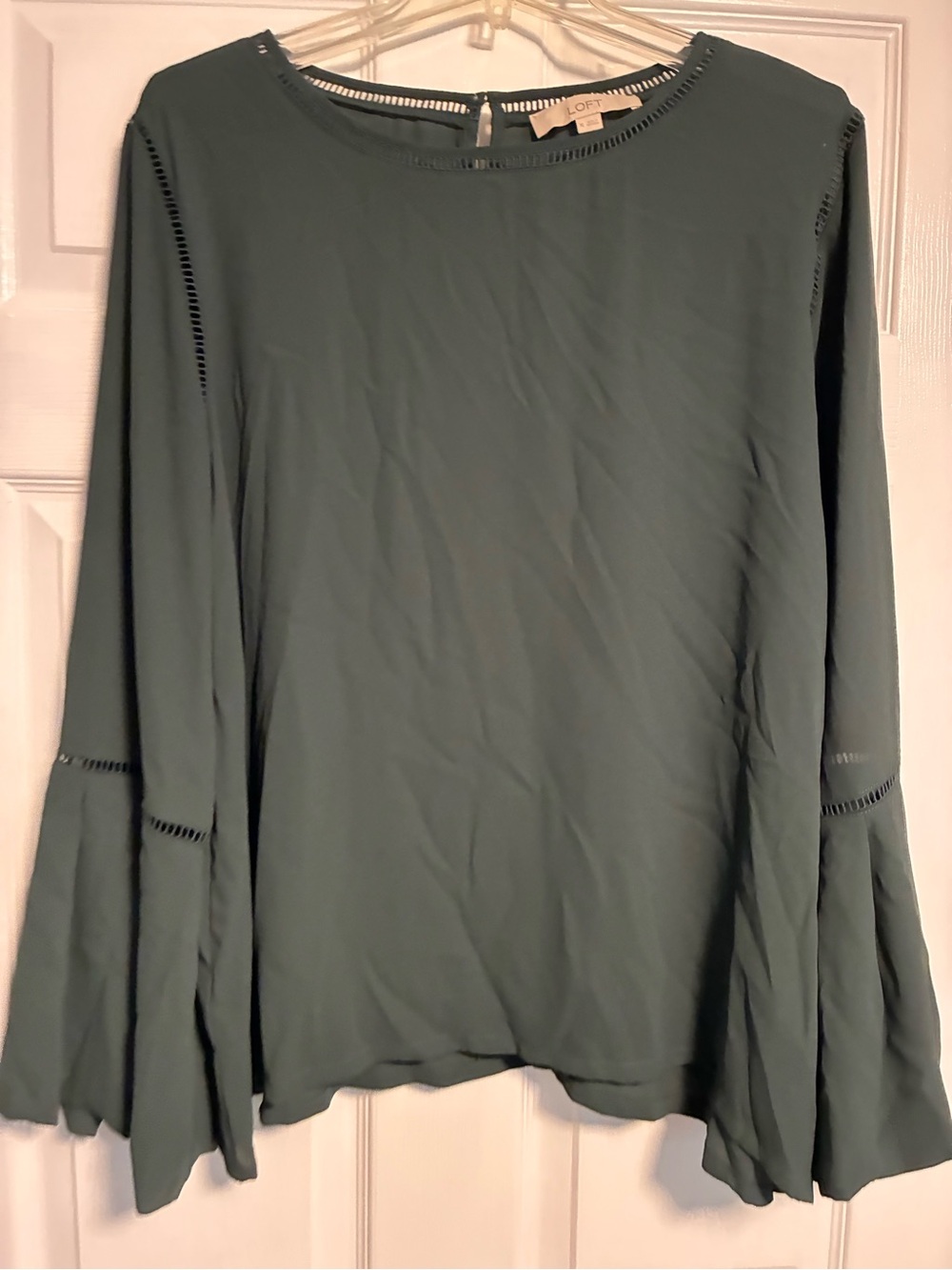 LOFT Sage Green Bell Sleeve Blouse